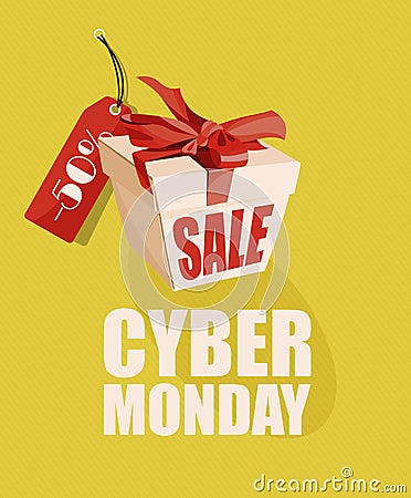 Cyber monday poster. Sale and discount Vector Illustration