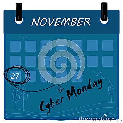 Cyber Monday 2017 sale calendar Stock Photo