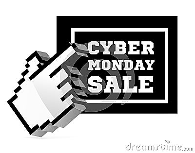Cyber Monday sale with computer 3D cursor pointer Vector Illustration