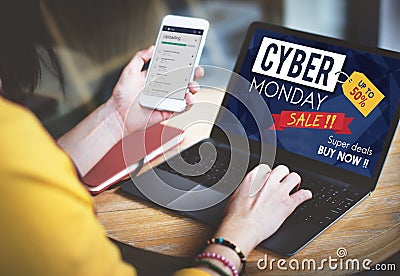 Cyber Monday Sale Discount Clearance Sale Concept Stock Photo