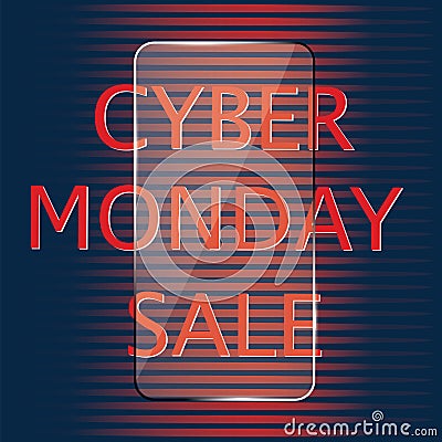 Cyber Monday sale glass icon isolated on a dark background vector Vector Illustration