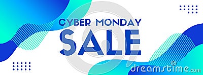 Cyber monday sale. Vector banner template. Trendy liquid fluid blue abstract background Vector Illustration