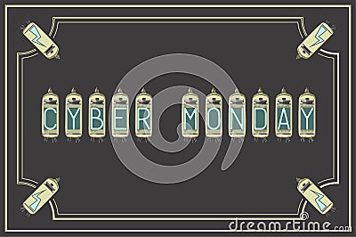 Cyber Mondey.Vector illustration. Vintage style. Retro. Amps Vector Illustration