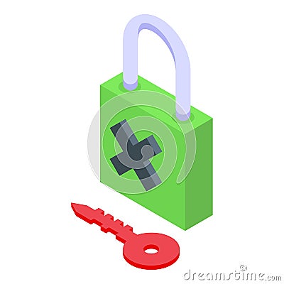 Cyber padlock icon isometric vector. Data security Vector Illustration