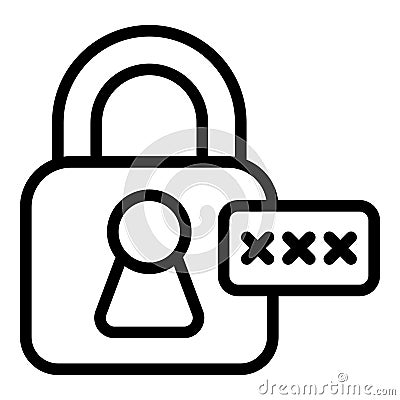 Cyber padlock icon outline vector. Internet account Stock Photo