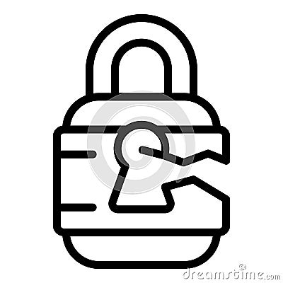 Cyber padlock icon outline vector. Stop fraud Vector Illustration