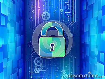 Cyber padlock for internet protection Vector Illustration