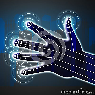 Cyber Physical Systems Bot Interaction 2d Illustration Stock Photo