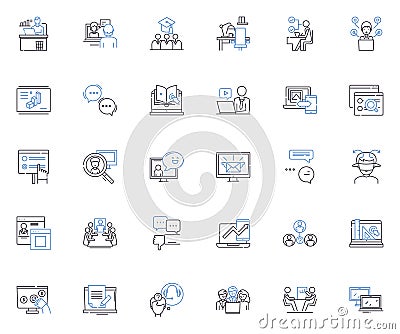 Cyber populace line icons collection. Digital, Netizens, Cybersecurity, Hackers, Online, Virtual, Connectivity vector Vector Illustration