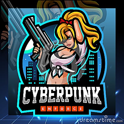 Cyber punk mascot. esport logo design Vector Illustration