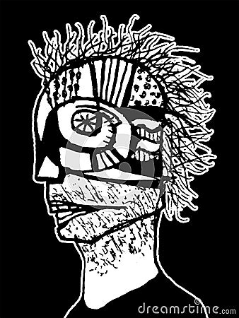 Cyber Punk Portrait Illustration Cartoon Illustration