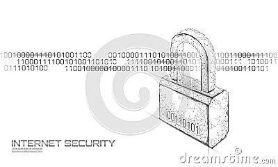 Cyber safety padlock on data mass. Internet security lock information privacy low poly polygonal future innovation Vector Illustration