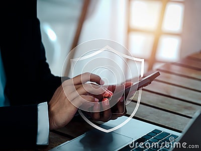Cyber secure system technology, network device security, privacy digital data protection concepts. Stock Photo