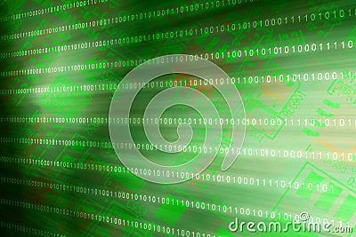 Cyber security access lock on binary matrix green background Internet online data protection. Stock Photo