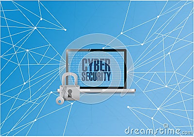 cyber security binary computer Cartoon Illustration