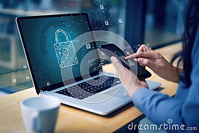 CYBER SECURITY Business technology Antivirus Alert Protection Security and Cyber Security Firewall Cybersecurity and information Stock Photo