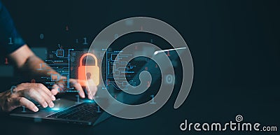 Cyber security concept, Login, User, Identification information security and encryption, Screen padlock, Security password login, Stock Photo