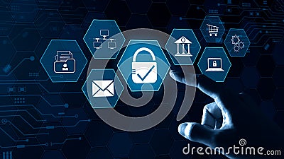 Cyber security concept. Secure internet access Future technology and cybernetics, User privacy security and encryption, Stock Photo