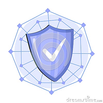 Cyber security concept: Shield With Keyhole icon on digital data background. Illustrates cyber data security Vector Illustration