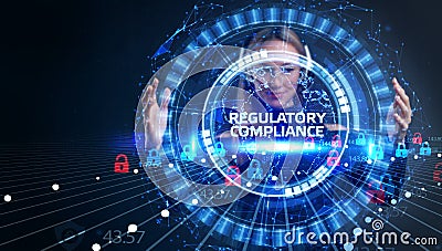 Cyber security data protection business technology privacy concept. REGULATORY COMPLIANCE Stock Photo