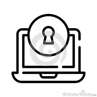 Cyber security, data protection, concept of laptop protected with lock, vector illustration Vector Illustration