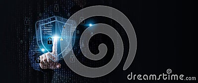 Cyber security data protection online computer network and personal privacy user access key protect and hacker cybercrime prevent Stock Photo