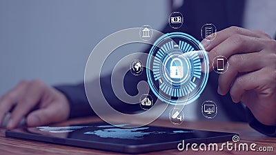 cyber security Digital crime prevention concept Protecting data Stock Photo