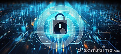 cyber security digital lock technology tech, ai Stock Photo