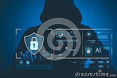 Cyber security essentials, digital crime prevention by anonymous hackers Stock Photo