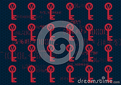 Cyber security futuristic background with key and lock. Antivirus concept Vector Illustration