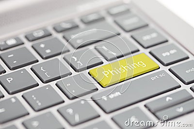 Cyber security hacking https MFA password phishing scam concept shown on close up enter key on notebook keyboard Stock Photo