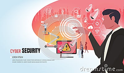 Cyber Security helping business team ver2 Vector Illustration