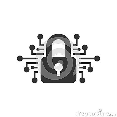 Cyber security icon in flat style. Padlock locked vector illustration on white isolated background. Closed password business Vector Illustration