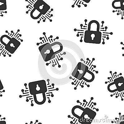 Cyber security icon seamless pattern background. Padlock locked vector illustration on white isolated background. Closed password Vector Illustration
