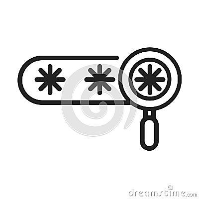 Cyber security and information or network protection password analysis line style icon Vector Illustration