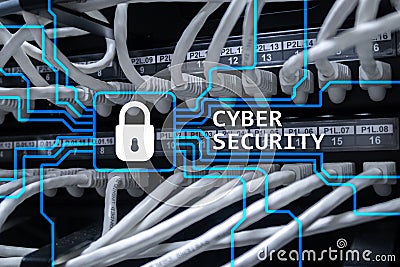 Cyber security, information privacy and data protection concept on server room background Stock Photo