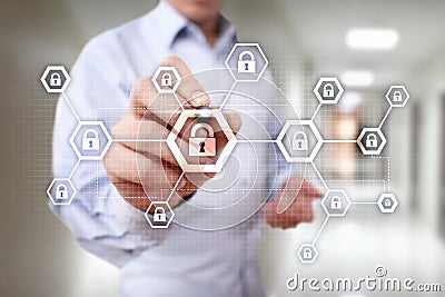 Cyber security Information Privacy Data Protection Internet Technology concept. Stock Photo