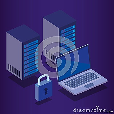 Cyber security isometrics icons Vector Illustration
