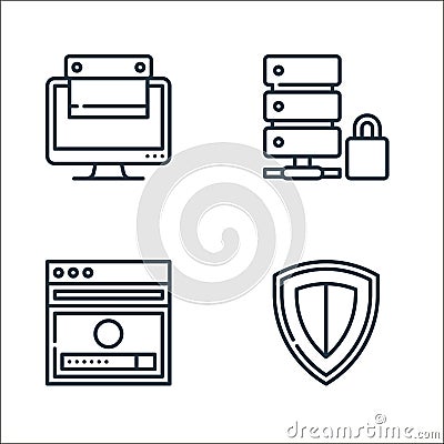 cyber security line icons. linear set. quality vector line set such as shield, user, database Vector Illustration