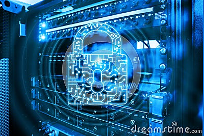 Cyber Security lock icon Information Privacy Data Protection internet and Technology concept Stock Photo