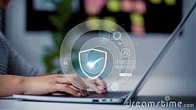 Cyber security and network protection with cybersecurity experts working on secure access internet to protect servers against Stock Photo