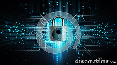 Cyber security and online data protection with tacit secured encryption software. Neural network ai generated Stock Photo