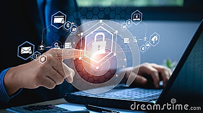 cyber security privacy and data storage protection Document Management with Password and Encryption Encrypted files on computer or Stock Photo