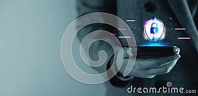 Cyber Security and Privacy on New Technology Concept. Web3 Securing Cloud Computing Online Systems Stock Photo