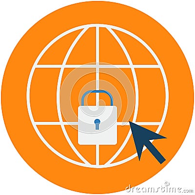 Cyber Security Protection Abstract Icon. Cartoon Illustration