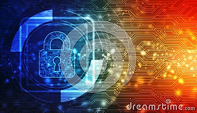 Cyber Security and safety information, personal data concept. Digital Padlocks on abstract technology background Stock Photo