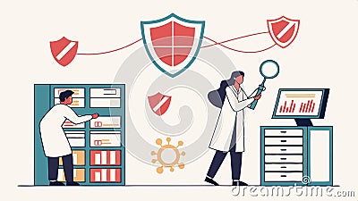 Cyber security team, data protection illustration vector design Generative AI Vector Illustration
