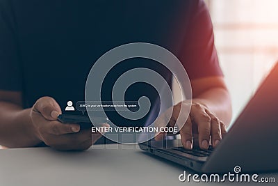 Cyber security technology concept. Two step authentication or 2FA, Empty verification code Stock Photo