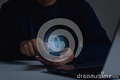 Cyber security technology concept. User privacy security and encryption, information security and encryption Stock Photo