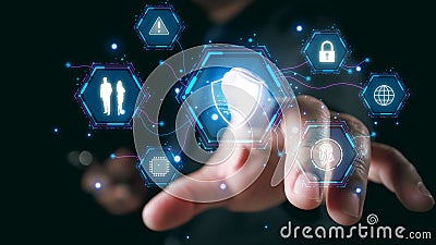 Cyber security technology digital information, lock mark cybersecurity internet, protect attacks from a hacker. concept of Stock Photo